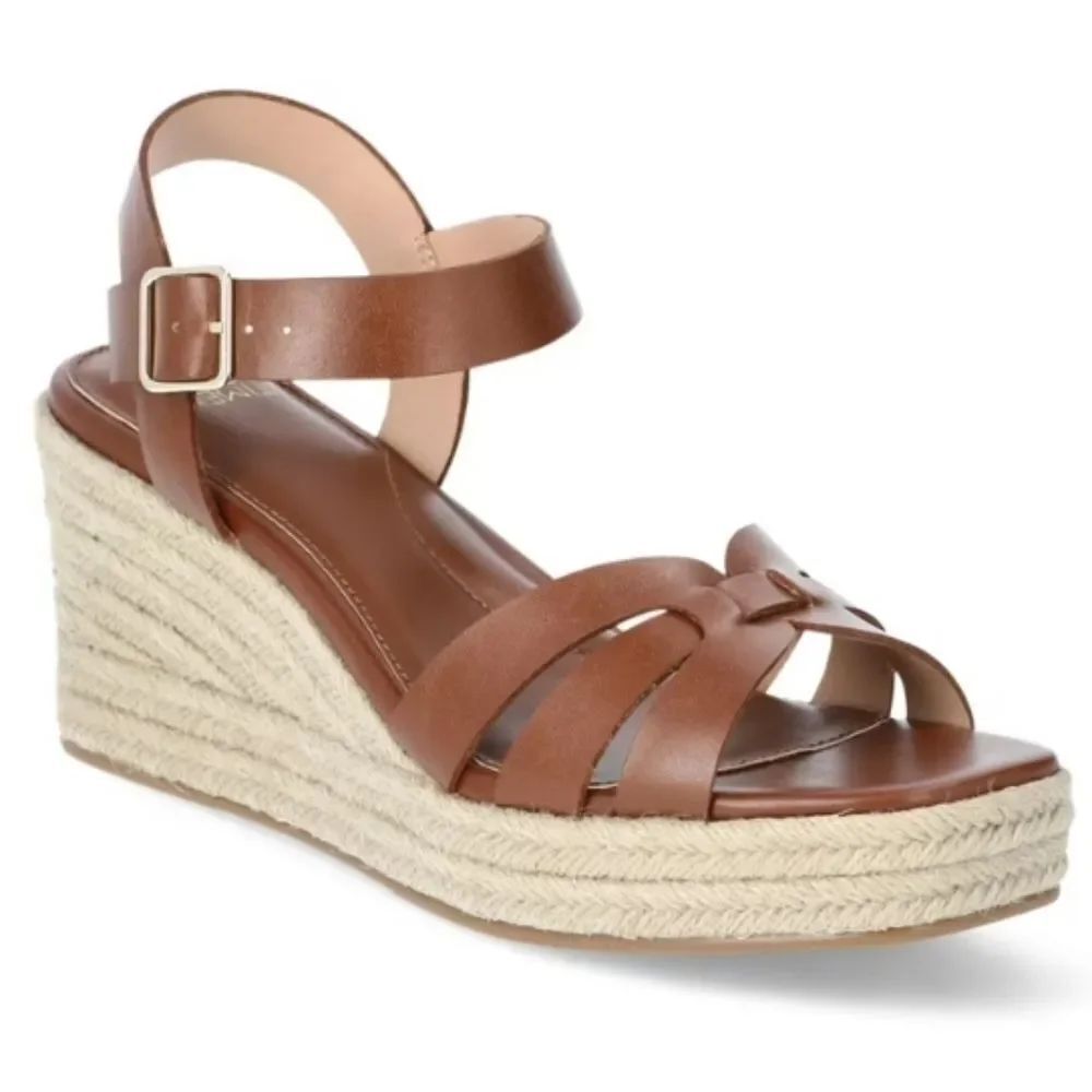 BRAND NEW TIMand TRU WOMEN's ESPADRILL WEDGE LEATHER SANDALS